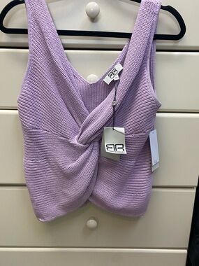 Robert Rodriguez Lavender Knitted Twist Front Tank